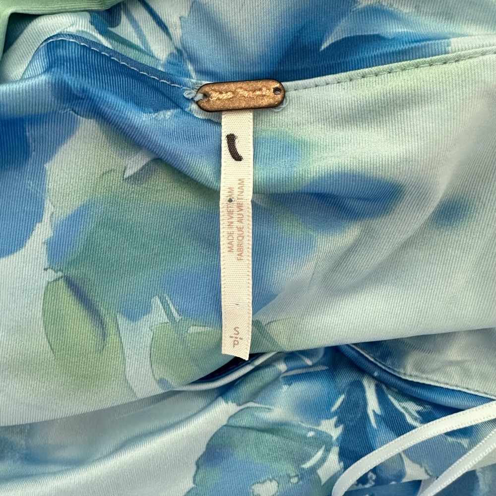Free People Raylon Midi Dress Blue Floral Ruched Convertible Halter OB2143909 S - Picture 10 of 14